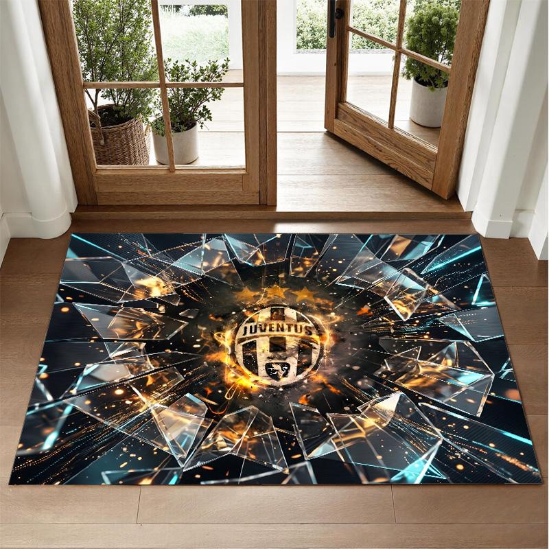 Juventus FC Design Crystal Velvet Rug Soft Decorative Mat for Bedroom Entrance