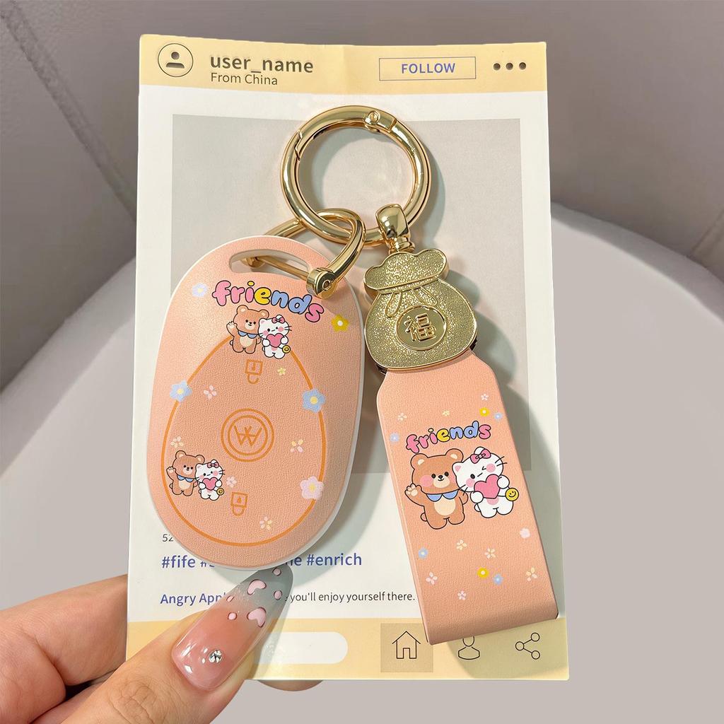 Aima Electric Vehicle Cute Bear Key Cover - Pink/Orange Electric Scooter Remote Control Protector
