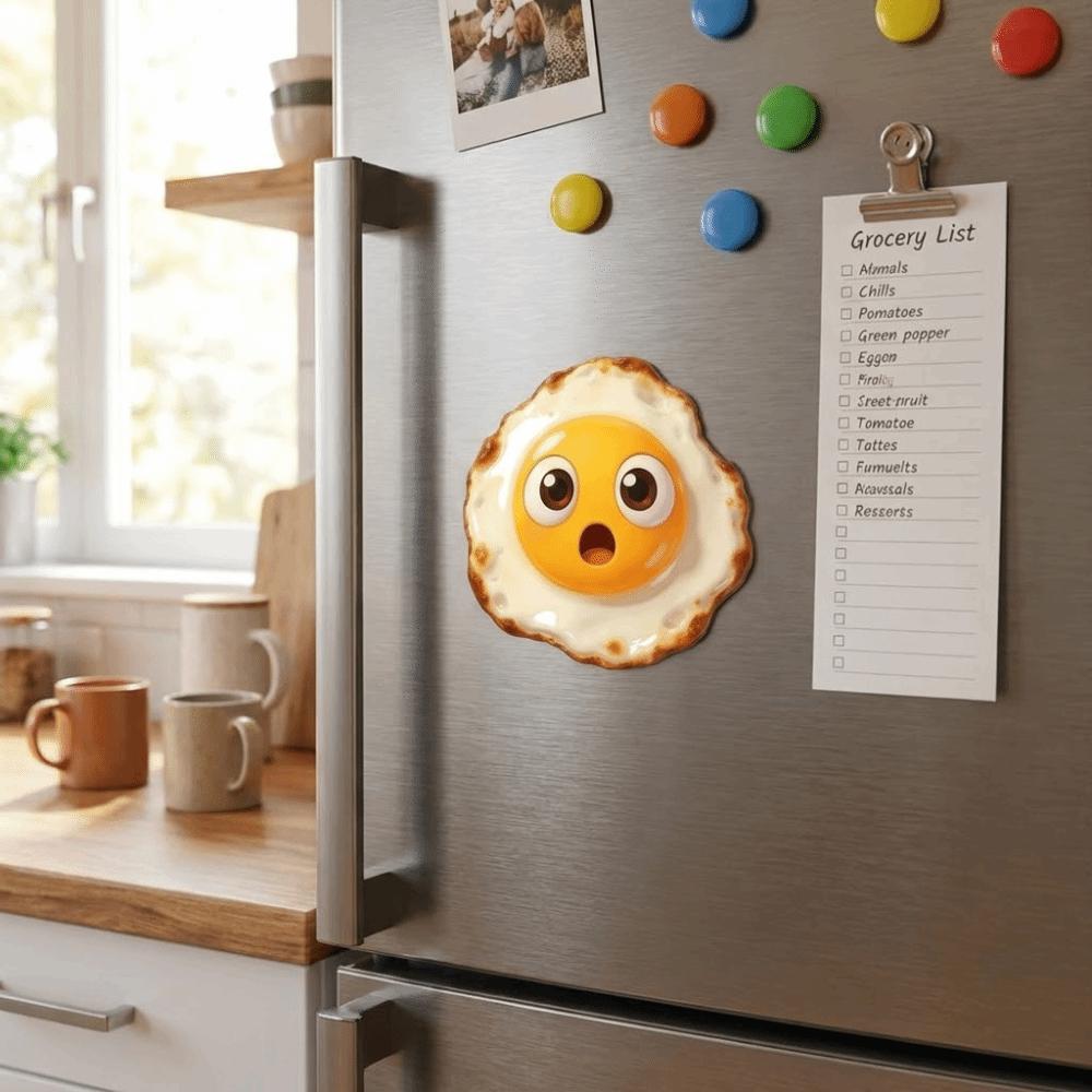 2D Flat Egg Fridge Magnet Simulation Magnetic Fridge Sticker Creative Acrylic Magnet  Kitchen