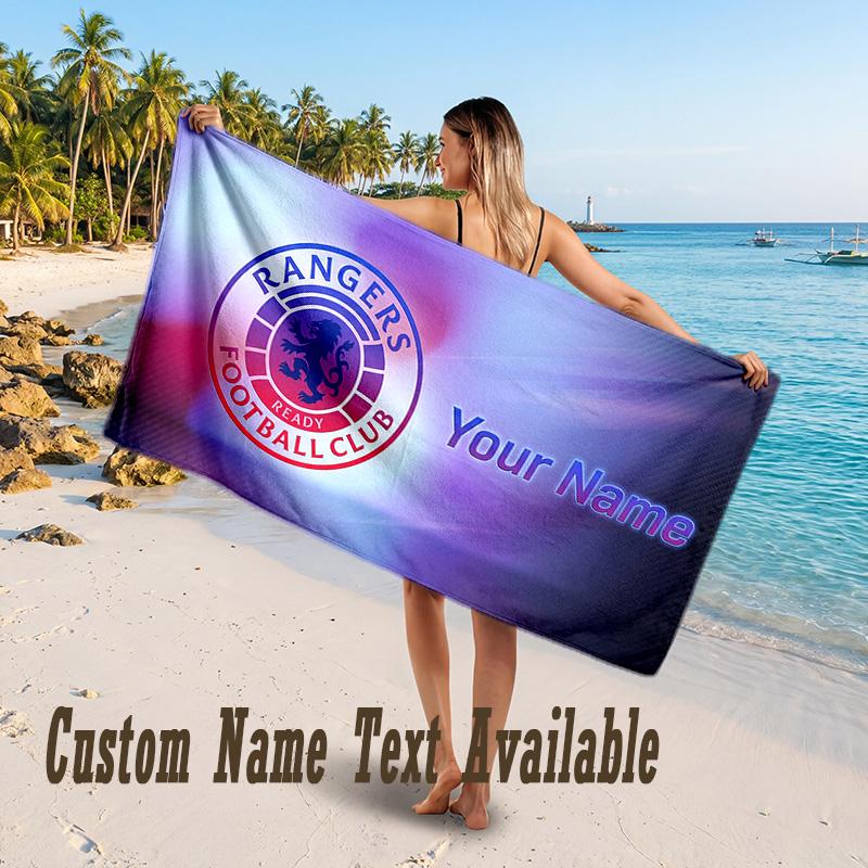 Rangers FC Design Beach Towel Custom Text Large Towel for Beach Vacation