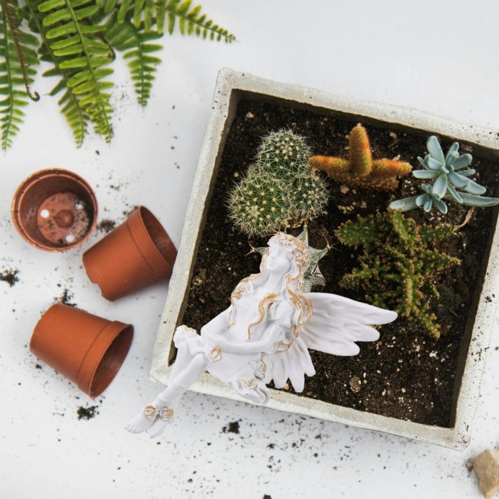 Cartoon Resin Angel Statue Handmade Flower Fairy Candle Ornaments  Home Decor