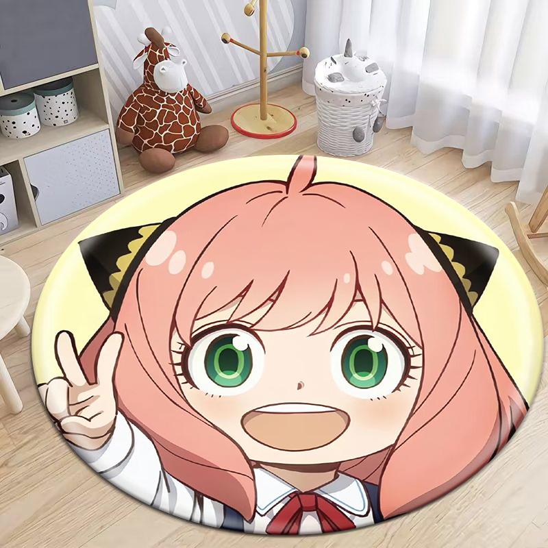 S- SPY×FAMILY Japanese Anime Cute Anya Forger Print Round Carpet.Bedroom,Balcony,Entry Door,Chair Non-slip Mat.Gift,Picnic,Rug