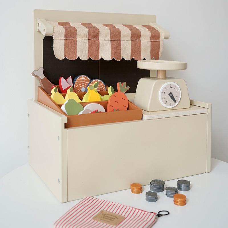 

Wooden Ice Cream Shop Pretend Play Cash Register Toy for Kids