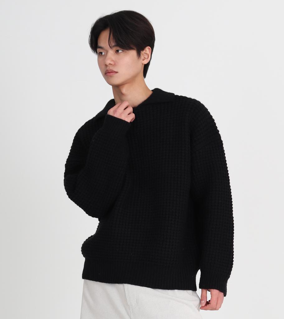 Beoteunseoul Collared Wool Knit (Black)