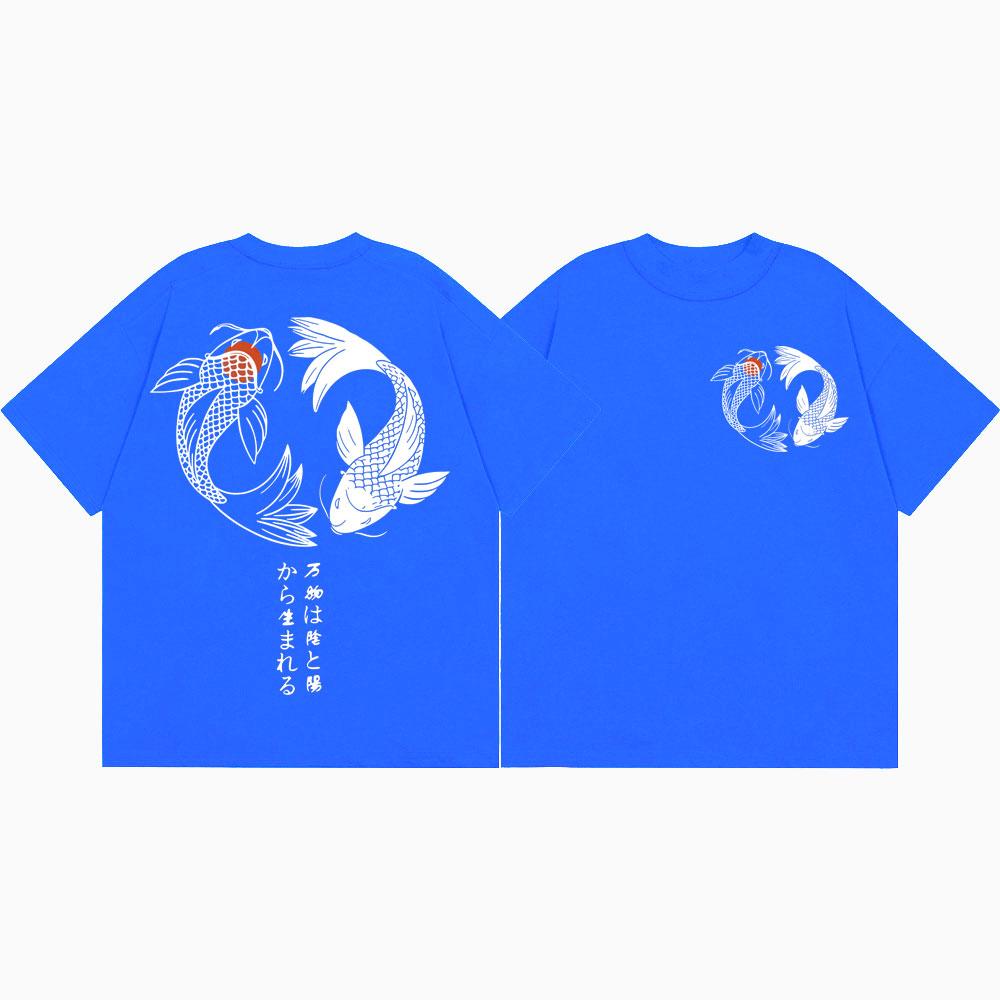 Japanese Koi Fish Graphic T Shirts Unisex Unisex Fashion Vintage Short Sleeve Tshirts Summer Casual Loose Cotton Tshirt Streetwear