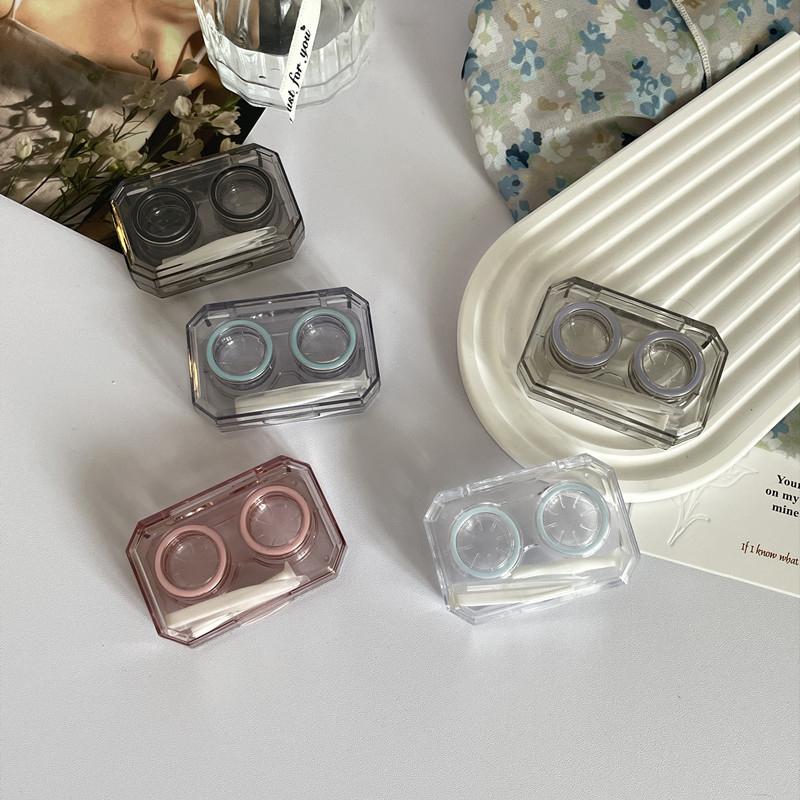 Čiré pouzdro na mini kontaktní čočky se zrcátkem Cestovní sada Přenosné oči Namáčecí nádobka na kontaktní čočky Jednoduchá úložná krabička Unisex dárek