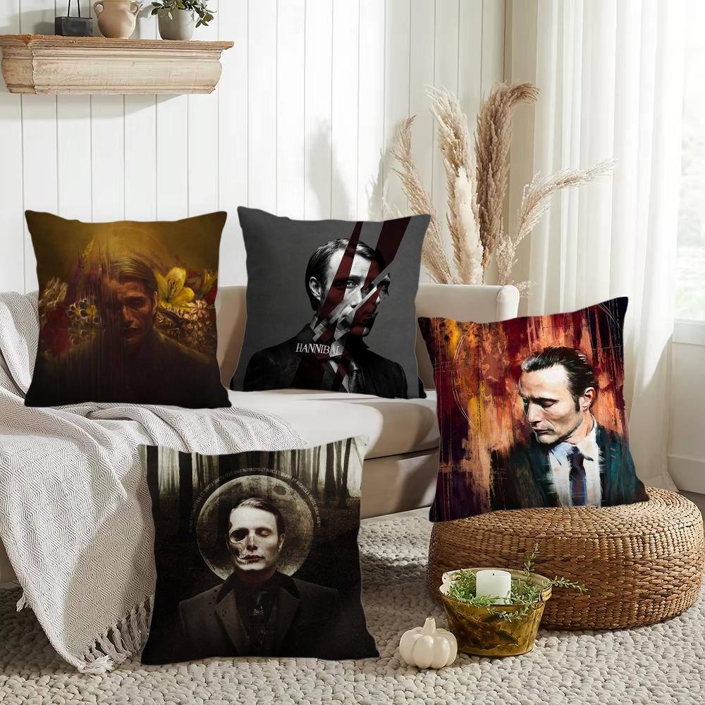 Tv H-Hannibals Cushion Cover Silky Short Plush Invisible Zipper Dustproof Sofa Pillow Case For Home Decor