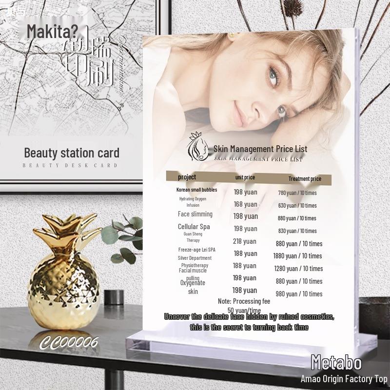 Beauty Salon Grand Opening: Semi-permanent Manicure, Pedicure & Eyelash Extensions Price List A5 Size 148x210mm