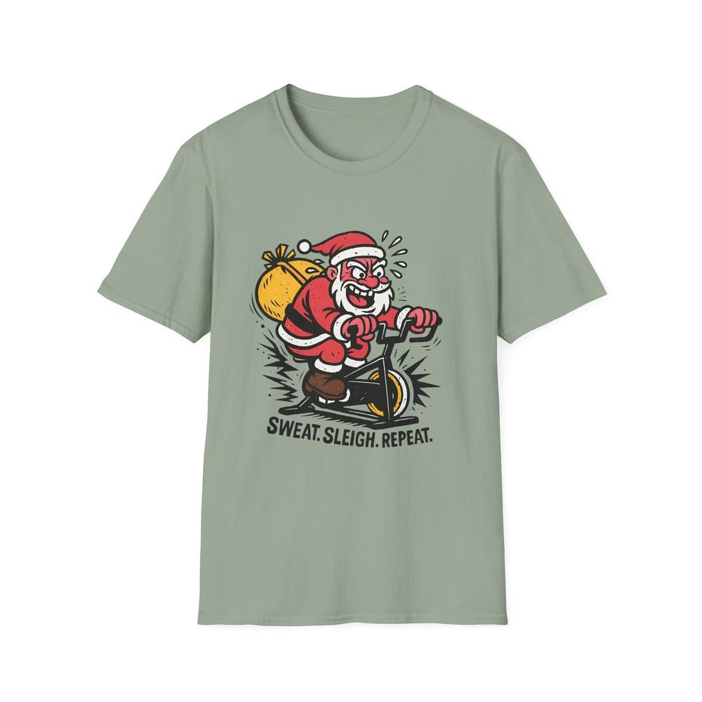 

Unisex Softstyle T-Shirt Santa Bicycle Funny Holiday Action Design Christmas XL