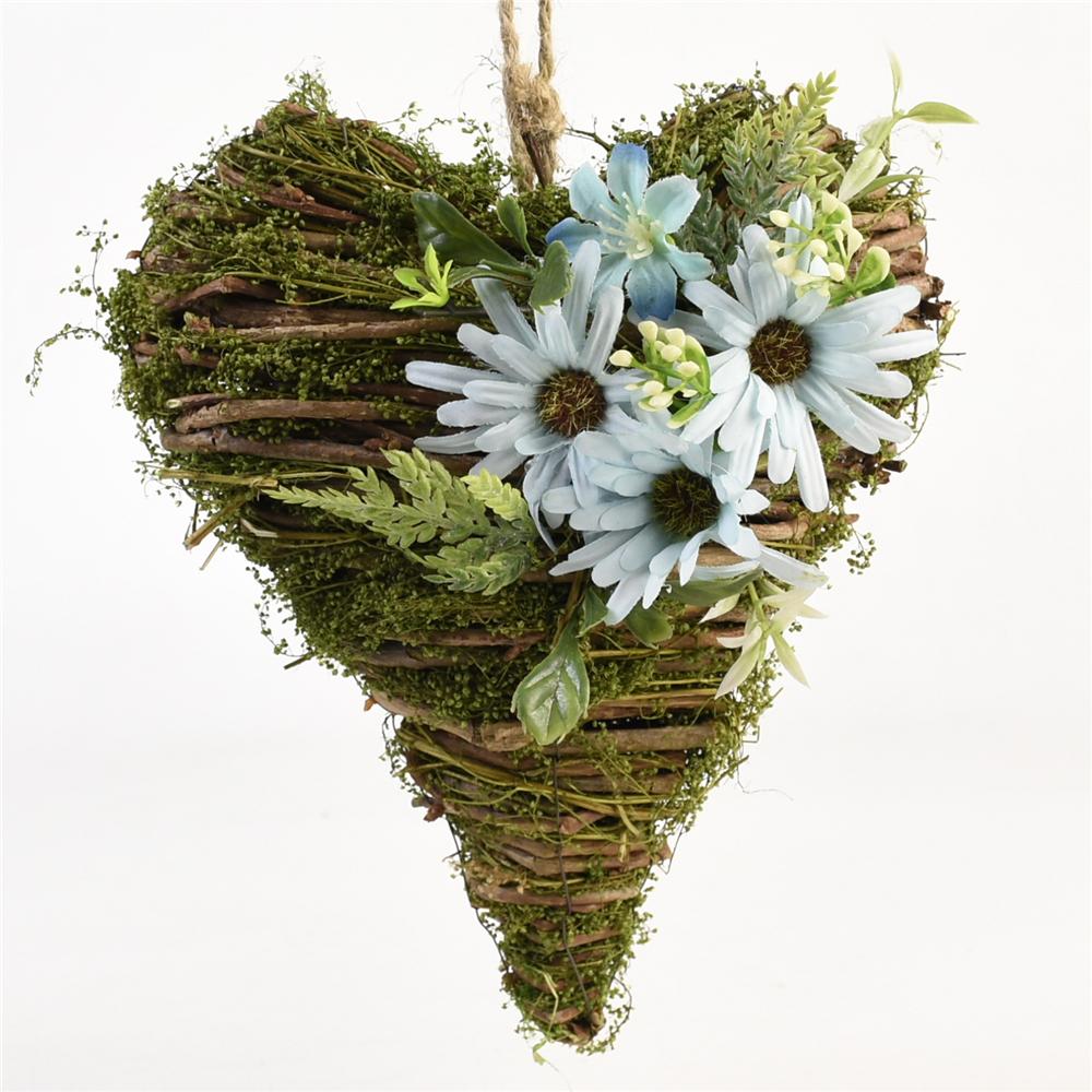 Factory Direct Supply Artificial Ivy Leaf Garland Heart Decoration Wicker Heart Rattan Wreath