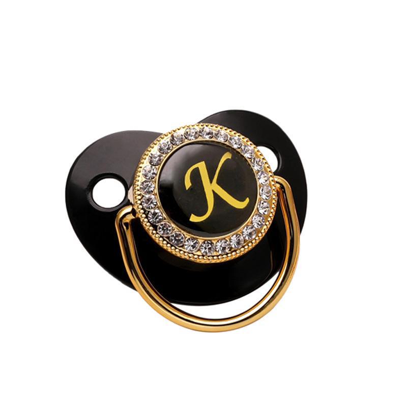 Cross-Border Baby Pacifier with 26 Black Diamond Letters