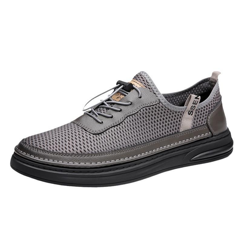Men'S Shoes Sports And Leisure Hollow Breathable Mesh Shoes Men'S Leather One-Pedal Soft-Soled Hole Sandals