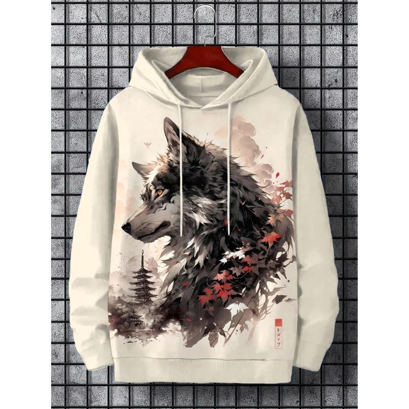 Fun Japanese Harajuku Fashion Men's Hoodie Casual Y2k Hoodie Men's Autumn and Winter Anime Beast Pattern Sports Hoodie
