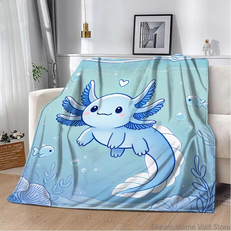 8 Sizes Cute Axolotl Printed Blanket Warm Soft And Comfortable Home Travel Blanket Sofa Bedding Cover Blanket Kids Gamer Gift