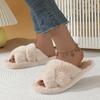 Women's Fluffy Cross Strap Fur Slippers Lightweight Soft Warm Plush House Slippers Woman Autumn Winter Flat Indoor Fuzzy Slides