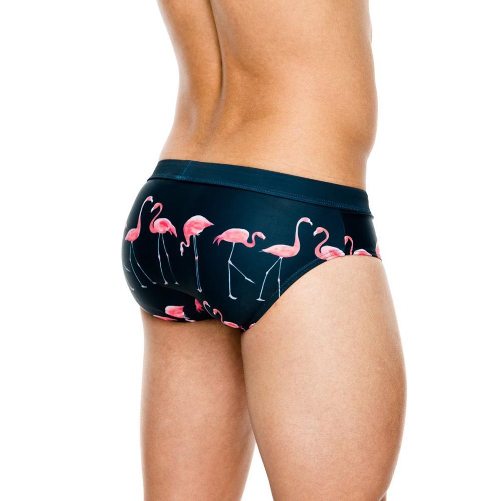 Flamingo zwembroek heren sexy badmode sneldrogende badpakken met voering