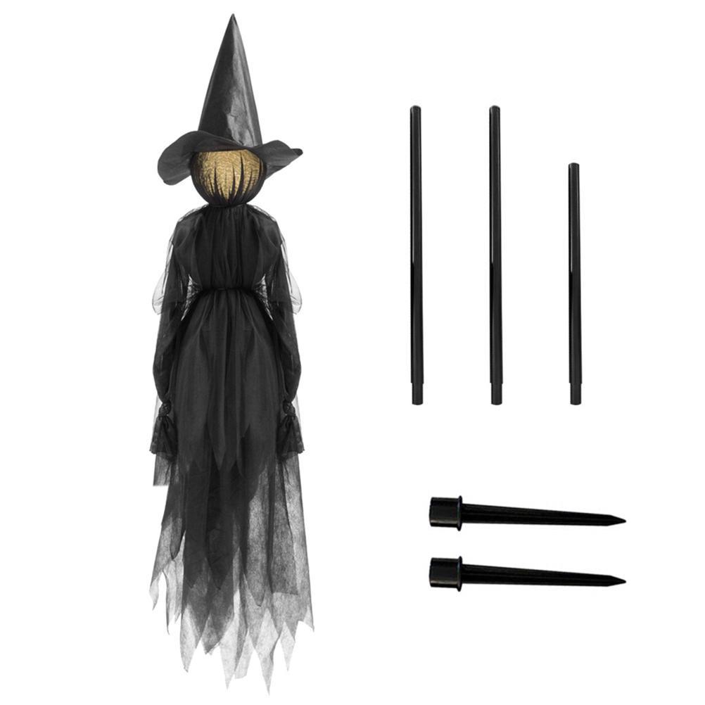 Halloween Creepy Witch Wizard with 7 Colors LED Lights Holding Hands Witches with Sound Activated Sensor Halloween
