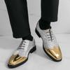 Men Derbys Gold Silver Wedding Dress Dance Shoes Leather Shoes Business Formal Shoes Tuxedo Prom Blazers Shoes Large Size