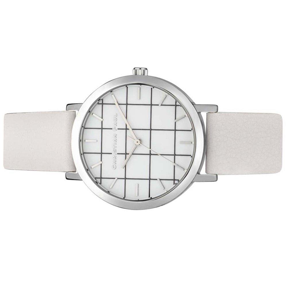Christian Paul GRL-03 Men's Stainless Steel White Leather Band White Dial Watch