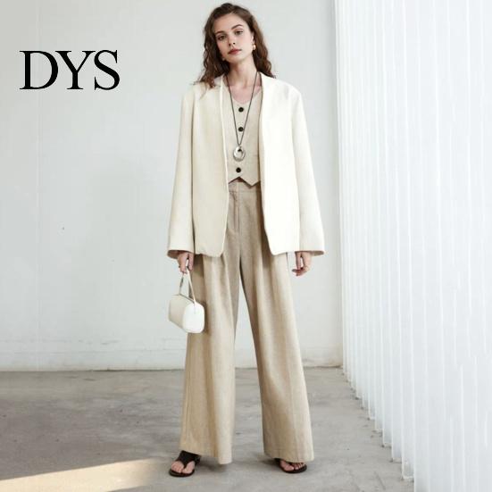 Female Suit Coat Women Collarless Long Sleeve Open Front Jacket Lightweight Solid Color Loose Fit Business Cardigan Office Formal