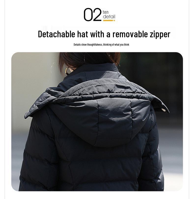 Dámský dlouhý kabát s 95% kachním peřím - Styl 2025, Slim fit, Stahující pas, Nad kolena, Zesílená zimní módní bunda