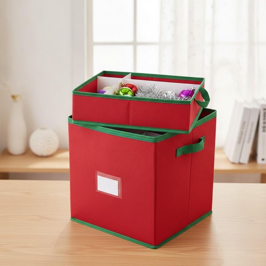 Organizer Portable Christmas Decoration Storage Box with Dividers Lightweight