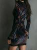 Women's Chinese Style Retro Fashion Elegant Velvet Printed Ruched Slimming Cheongsam Dress