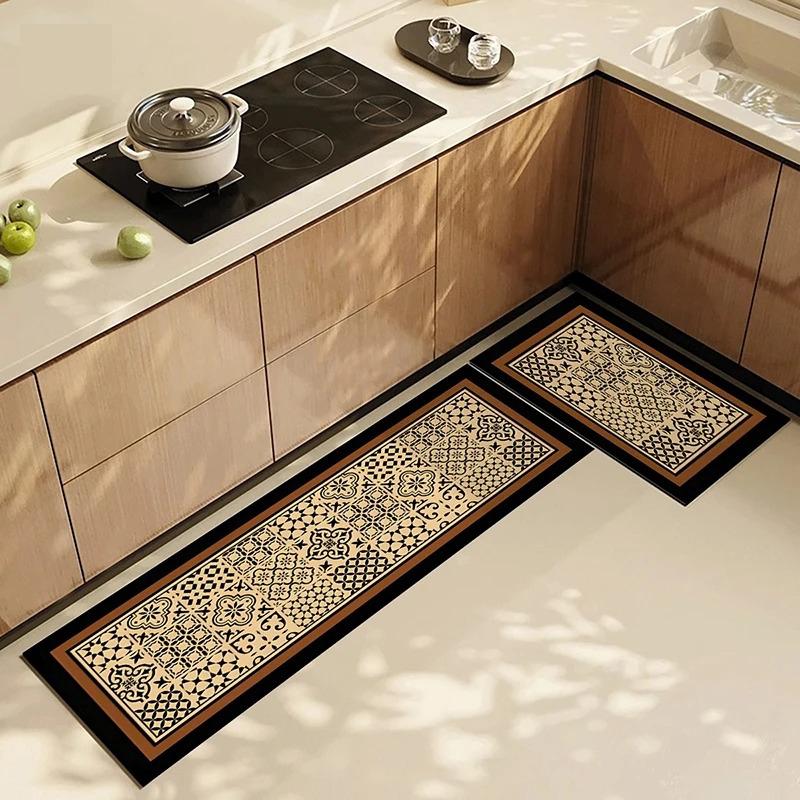 Non-slip Oil-proof Kitchen Floor Mat American Retro Waterproof Wipeable Carpet Long Decoration Rug Free Cleaning