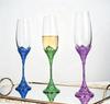 Crystal Champagne Flutes Set with Rhinestones Elegant Toasting Glasses for Wedding Party Gift
