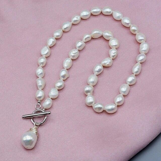 

Ожерелье с подвеской из белого натурального жемчуга, ожерелье ручной работы, ожерелье из бисера, винтажное дизайнерское ювелирное ожерелье для женщин