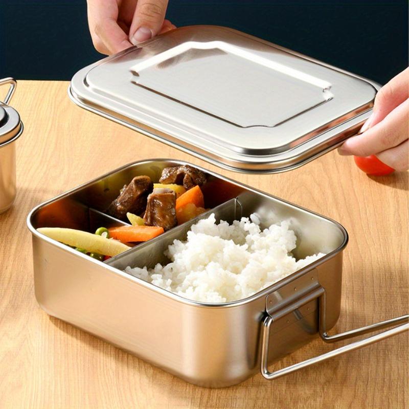 1PC Vintage Stainless Steel Lunch Box Break and Leak Proof Lunch Box Food Grade 304 Stainless Steel Steamed Lunch Box Work Student