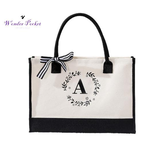 Conveniente bolsa de compras com letras impressas para armazenamento resistente ao desgaste