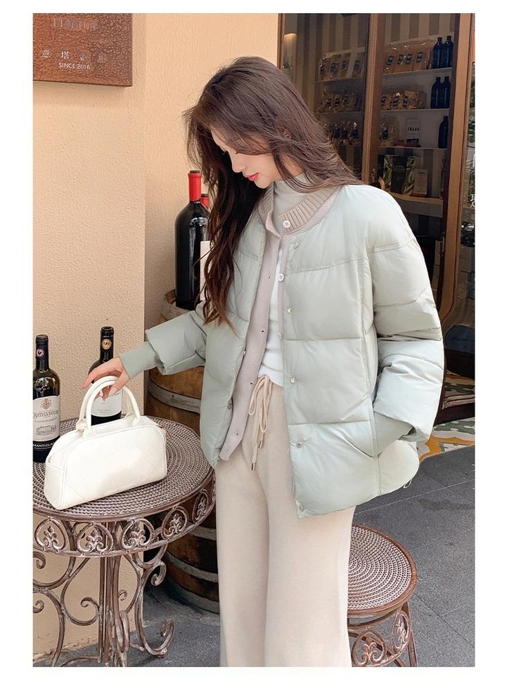 Fake Two-piece Knitted Stitching Down Cotton-padded Jacket for Women