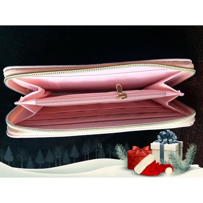 Ensemble porte monnaie et montre - Femme - Rose/beige - Cuir - Analogique - Chic