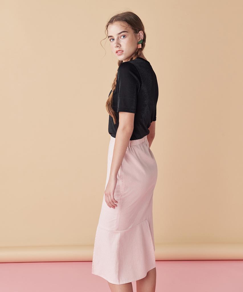 Dear Fear Pastel Check Midi Skirt Pink