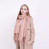 Women's High-End Korean Style Tassel Scarf - Imitation Cashmere, Solid Color, Thickened Neck Warmer Shawl for Autumn and Winter.