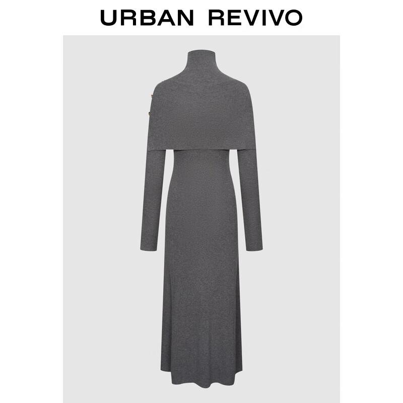 

UR 2025 Autumn Women s Grey Two-Piece Knitted Long Dress XL