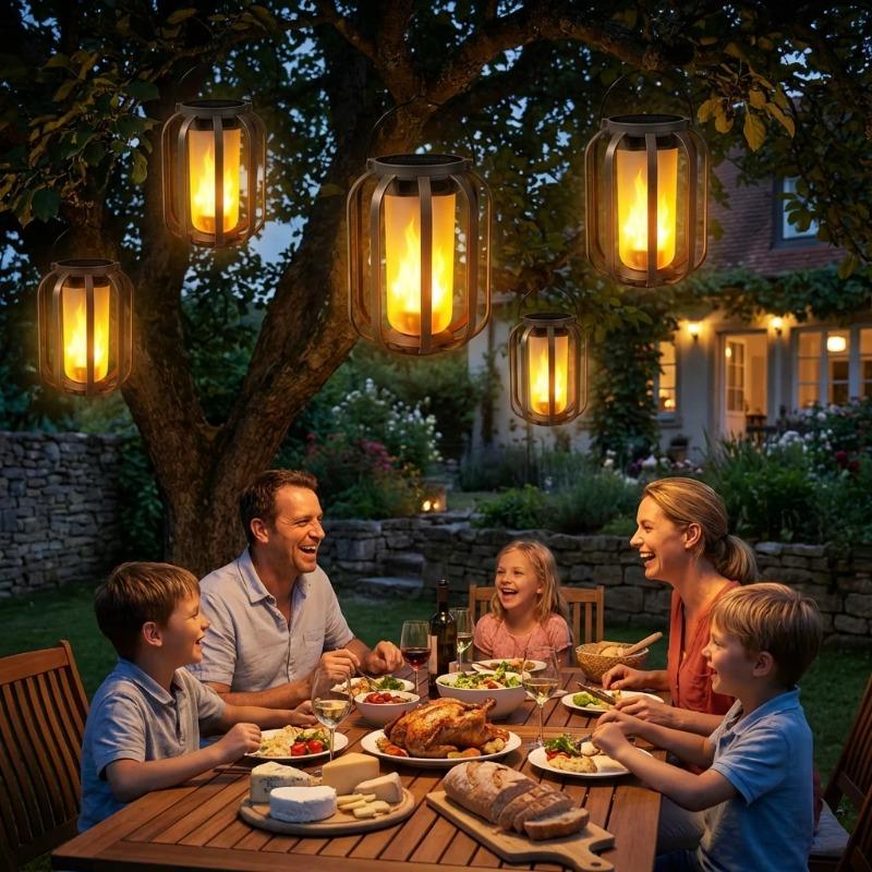 Solar Lanterns Lights Flickering Flame Garden Lights Solar Outdoor Desk Camping Waterproof Hanging Lantern Patio Yard Decor