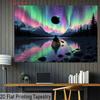 2D Aurora Borealis Backdrop 2D Lake Canoe Northern Lights Photo Background for Themed Shoot