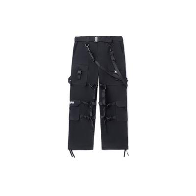 Li Ning Badfive Changan Youth Strap Straight Loose Casual Pants Men Bottoms Black AKXR621-1