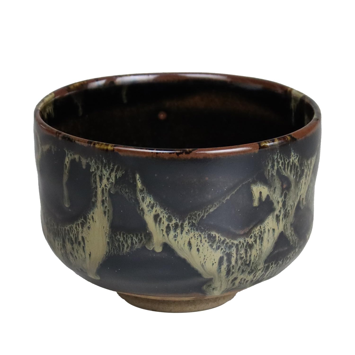 Matcha bowl net pattern Raku style made Japan Arita ware.