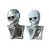 2 Pcs Gothic Skeleton Figurine Creepy Halloween Skull Statue Realistic Resin Tabletop Ornament for Home Office Bookshelf Indoor Decoration