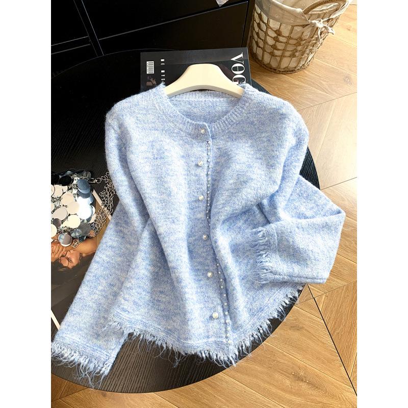 Women's 2026 Korean Style Tassel Knit Cardigan - Soft, Fluffy, Loose Fit for Autumn/Winter
