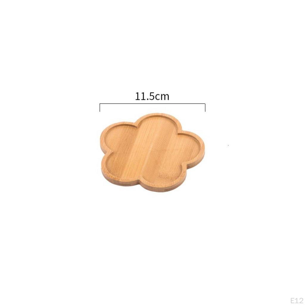 Pot Drainage Tray Multiple Shapes Bamboo Waterproof Round Plant Saucer for Indoor,