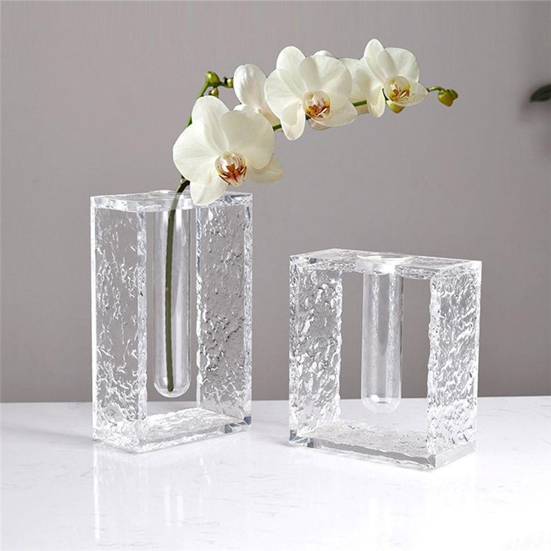 A20F-Einfache Moderne Transparente Vase Wohnzimmer Büro Dekoration Blumenarrangement Hydrokulturbehälter Vase Handwerk