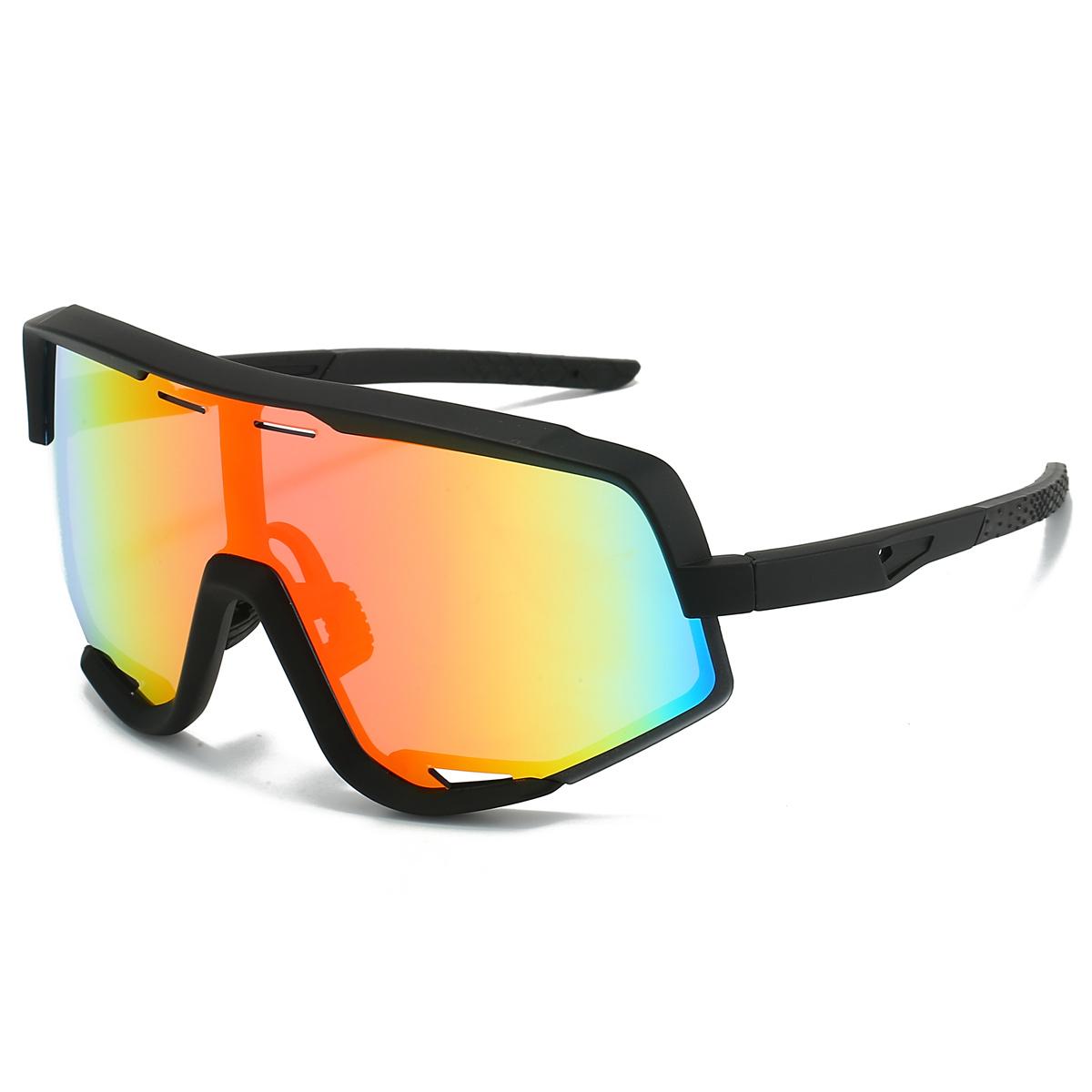 

KAMMPT Mirror Sports Goggle Men New Punk Design Wrapped Round Cycling Sunglasses Women Oversize Anti-UV Outdoor Driving Shades as picture shows