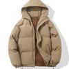 2025 winter new loose hooded solid color thickened warm thickened couple bread clothes and cotton clothes without trend cotton clothes