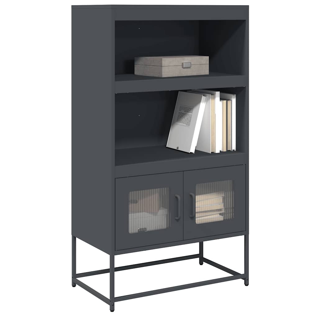Komoda Wysoka Antracyt 68X39X123 Cm Stal