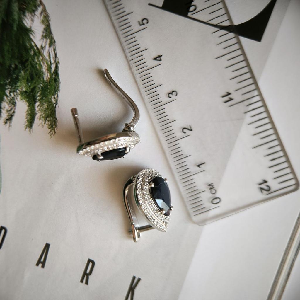 Silver Earrings with Natural Sapphire 5.764ct, Cubic Zirconia (2180326)