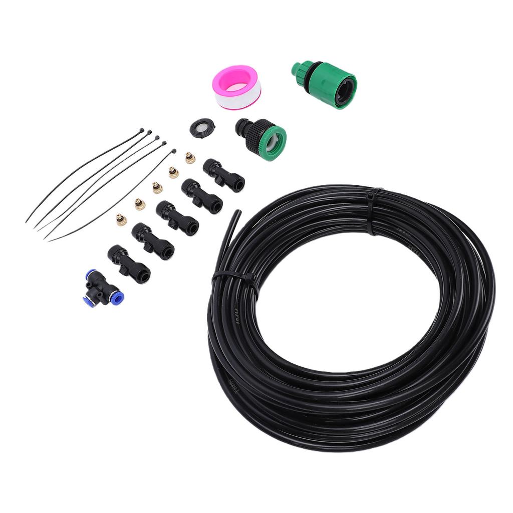 Outdoor Fan Misting Kit Leakproof Misting Cooling System Quick Connect with 5 Nozzles for Patio Backyard Garden